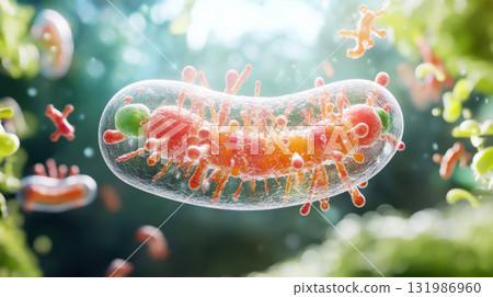 Detail structure and functions of Intricate microscopic and vibrant close-up of bacteria of mitochondria in cell Detail structure and functions of Intricate microscopic and vibrant close-up of bacteria of mitochondria in cell 131986960