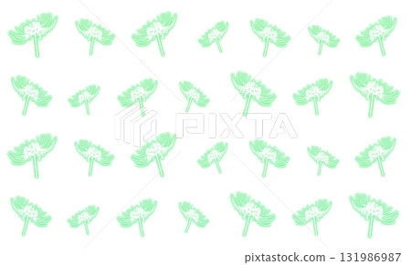 Glowing red spider lily silhouette pattern (green) 131986987