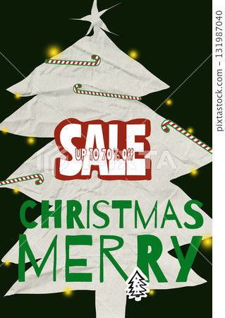 Holiday sale announcement with discounts on Christmas items and decorations 131987040