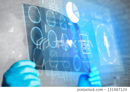Tech meets healthcare with advanced digital display of medical data analysis Tech meets healthcare with advanced digital display of medical data analysis 131987120