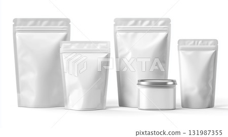 Minimal packaging mockup for stand-up pouch 131987355