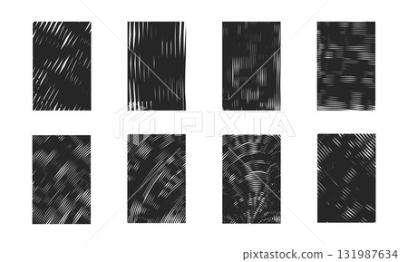 Abstract grunge texture set with rough brush strokes, scratches and noise effects. Minimal black and white texture illustration in vector style for background, poster, banner and graphic design Abstract grunge texture set with rough brush strokes, scratches and noise effects. Minimal black and white texture illustration in vector style for background, poster, banner and graphic design 131987634