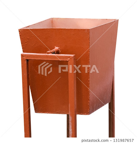Brown street metal trash bin isolated on white background Brown street metal trash bin isolated on white background 131987657