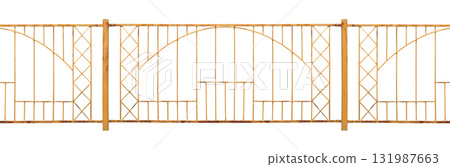 Brown old metal fence isolated on white background Brown old metal fence isolated on white background 131987663