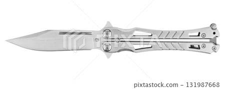 Butterfly knife isolated on white background Butterfly knife isolated on white background 131987668