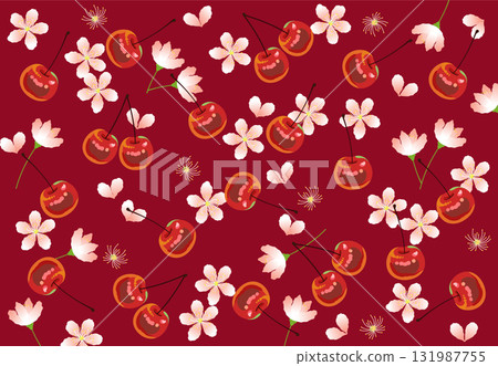 Sweet and mellow cherry pattern wallpaper 131987755