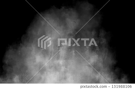 Realistic white smoke texture background floating on black background 131988106