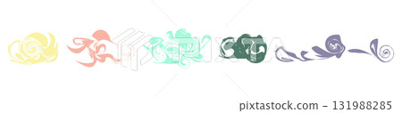 Set of 5 marble decorative lines (flowing decorative lines) 131988285