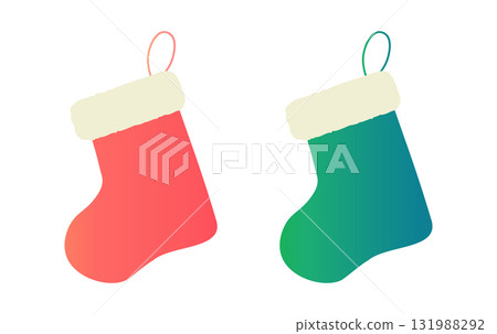 Cute Christmas stocking vector illustration_Christmas and winter materials 131988292