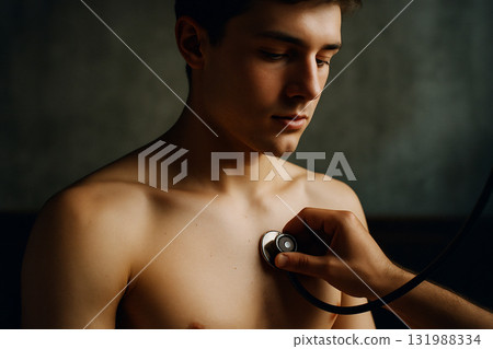 Men undergoing medical examination Men undergoing medical examination 131988334