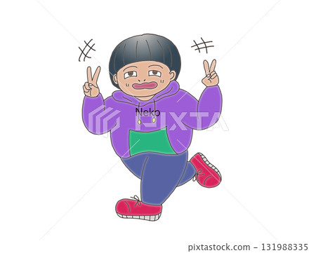 A boy happy with a peace sign A boy happy with a peace sign 131988335