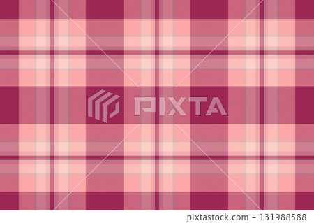 Row check pattern tartan, bandanna textile plaid fabric. Short seamless background texture vector in pink and red colors. 131988588