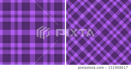 Two purple tartan patterns. One classic, one diamond. Fabric design. Textile textures create a warm, cozy, and stylish background. Use for fashion, crafts, web, etc. Two purple tartan patterns. One classic, one diamond. Fabric design. Textile textures create a warm, cozy, and stylish background. Use for fashion, crafts, web, etc. 131988617