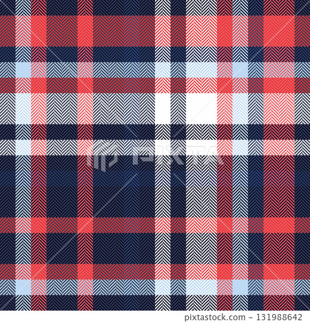 Classic tartan plaid pattern. Blue,red,white hues create a timeless,versatile design. Perfect for backgrounds, textiles, or adding a touch of heritage style. 131988642