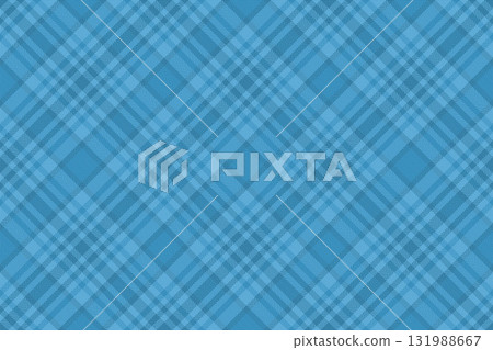 Herringbone pattern tartan fabric, track plaid background seamless. Close up check texture vector textile in cyan color. 131988667