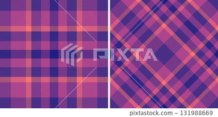 Textile tartan background of plaid vector seamless with a fabric check pattern texture. Set in space colors of wide grid paper. 131988669