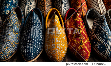 用手工編織的布料製成的民族鞋 131988820