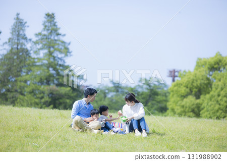 Family having a picnic 131988902