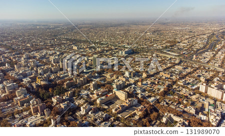 Aerial view of the city of Mendoza. 131989070