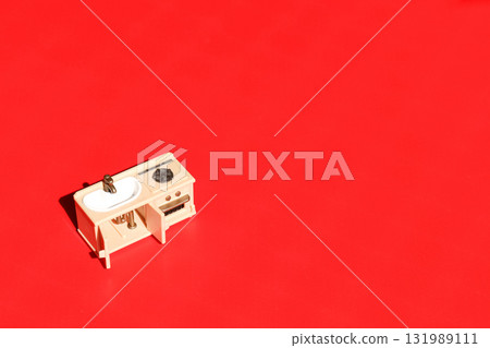 Cooking concept on red background. 131989111