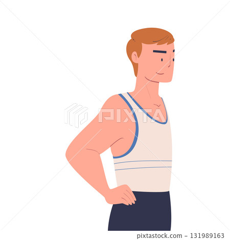 Man Character Standing Look Aside as Opposition to Somebody Vector Illustration Man Character Standing Look Aside as Opposition to Somebody Vector Illustration 131989163