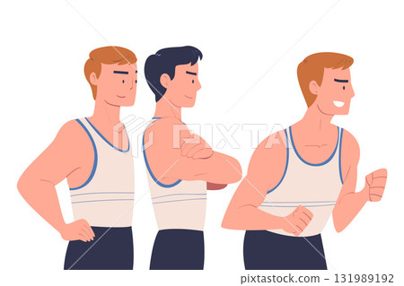 Man Character Standing Look Aside as Opposition to Somebody Vector Illustration Man Character Standing Look Aside as Opposition to Somebody Vector Illustration 131989192