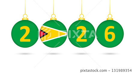Guyana Flag Christmas Balls 2026 Decoration. 131989354