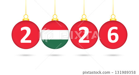 Hungary Flag Christmas Balls 2026 Decoration. 131989358