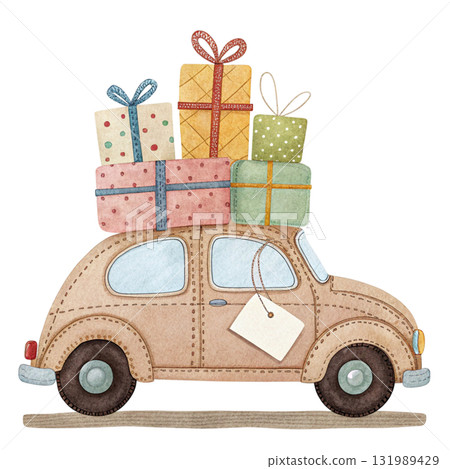 Vintage Wooden Car Giftboxes White Blank Tag Patchwork 131989429