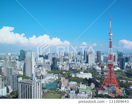 View of Tokyo Tower, Shiba Park, Atago, and Hamamatsucho from Azabudai Hills. Cityscape (September 2025) 131989643