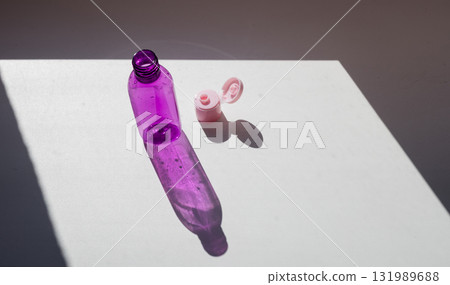 Blue plastic bottle for shampoo Blue plastic bottle for shampoo 131989688