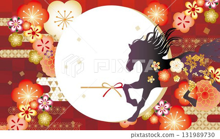 New Year's card background illustration for the Year of the Horse 2026 131989730