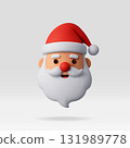 3D Cartoon Santa Claus Head Icon 131989778