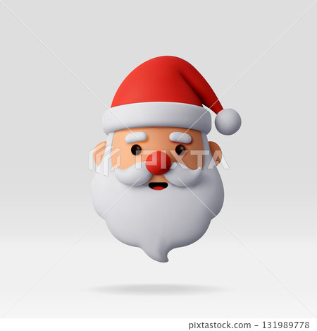 3D Cartoon Santa Claus Head Icon 131989778