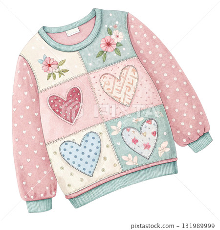 A cute patchwork winter sweater illustration 131989999