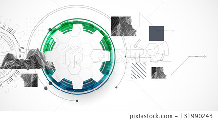 Abstract background. Scientific and technological concept with the use of technical elements formed in the shape of a circle. Vector. Abstract background. Scientific and technological concept with the use of technical elements formed in the shape of a circle. Vector. 131990243