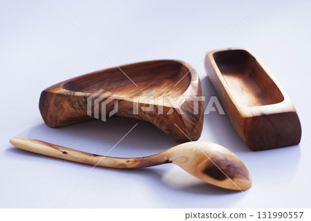 wooden kitchen ware on white background isolated wooden kitchen ware on white background isolated 131990557
