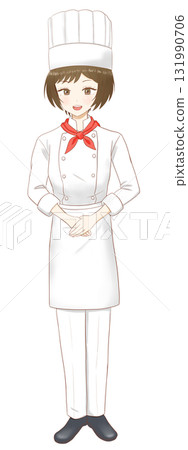 站立的女性糕點廚師的插圖 131990706