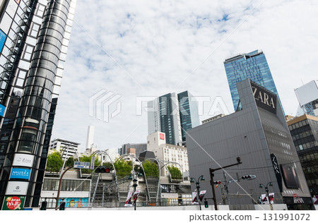 Shibuya Hikarie and Shibuya Scramble Square on a clear summer day, Shibuya Ward, Tokyo 131991072
