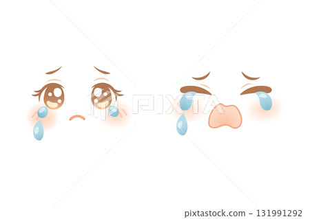 Sad crying kawaii anime faces with big teardrops 131991292