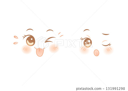 Cheeky anime faces sticking tongue and looking surprised 131991298
