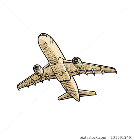 Passenger airplane flying in flight travel transportation vehicle vector illustration 131991549