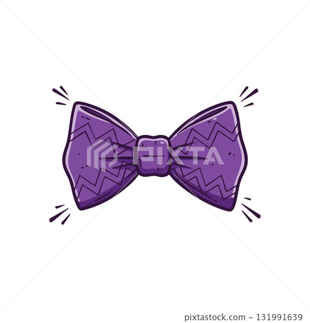 Purple bow tie with zigzag pattern accessory fashion element vector illustration Purple bow tie with zigzag pattern accessory fashion element vector illustration 131991639