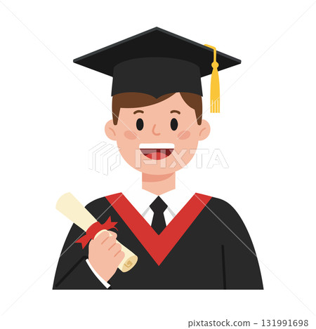 Male Graduate Wearing Cap Holding Diploma Celebrating Graduation Ceremony Vector Illustration Male Graduate Wearing Cap Holding Diploma Celebrating Graduation Ceremony Vector Illustration 131991698