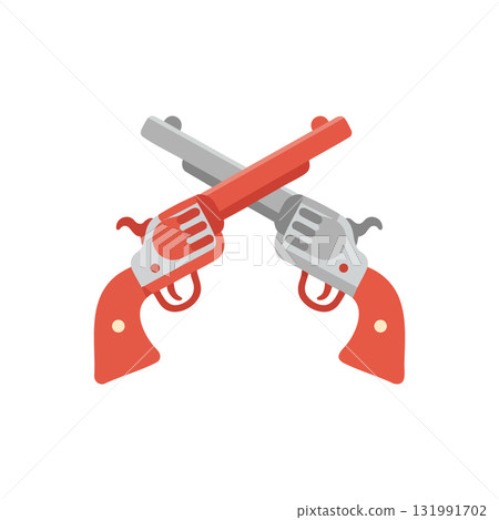 Crossed revolvers illustration with red and gray colors vector design 131991702