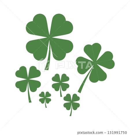 Green clover leaves vector set with various sizes and natural shapes for St Patricks Day decoration Green clover leaves vector set with various sizes and natural shapes for St Patricks Day decoration 131991750