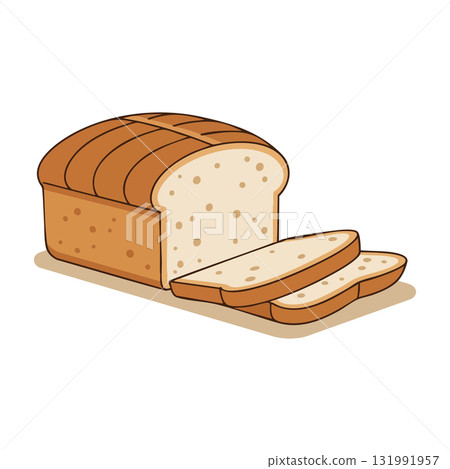 Sliced loaf of white bread fresh baked food illustration vector design 131991957