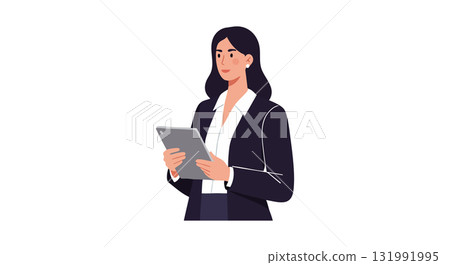 Businesswoman holding tablet device digital communication technology vector illustration Businesswoman holding tablet device digital communication technology vector illustration 131991995
