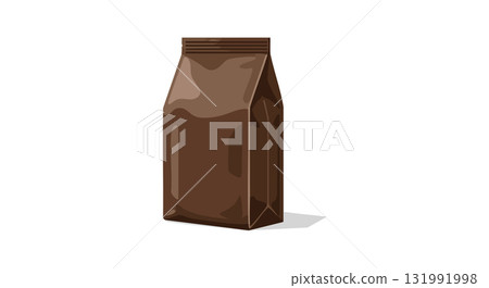 Brown Coffee Bag Packaging Vector Illustration in Minimalist Style 131991998