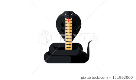 Black cobra snake with raised hood vector illustration in simple style 131992000